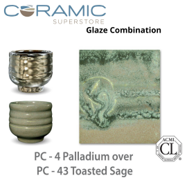 Palladium PC-04 over Toasted Sage PC-43 Pottery Cone 5 Glaze Combination Palladium PC-04 over Toasted Sage PC-43 Pottery Cone 5 Glaze Combination